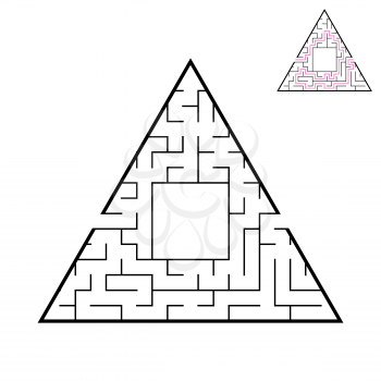 Triangular labyrinth. An interesting and useful game for children. A simple flat vector illustration on a white background. With the decision