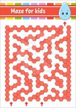 Rectangular color maze. Game for kids. Cute drop. Funny labyrinth. Education developing worksheet. Activity page. Puzzle for children. Cartoon character. Logical conundrum. Vector illustration.