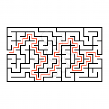 Abstract rectangular maze. Game for kids. Puzzle for children. One entrance, one exit. Labyrinth conundrum. Flat vector illustration isolated on white background.