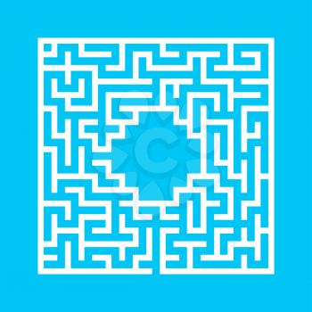 Abstract square maze. Game for kids. Puzzle for children. One entrance, one exit. Labyrinth conundrum. Flat vector illustration isolated on color background