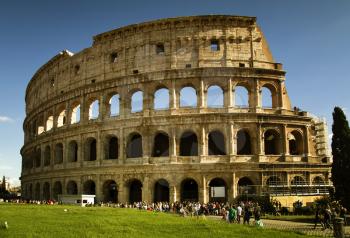 ROME, ITALY-SEPT 24, 2015:  Beautiful view of the Colosseum today is now a major tourist attraction in Rome with thousands of tourists each year visiting in Rome, Italy,