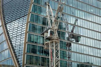 LONDON, UK - JUNE 5 , 2017: Man in a crane in London, UK. 
