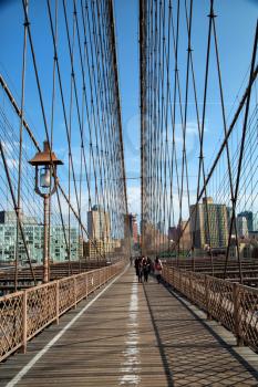 Brooklyn bridge in New York is one of the oldest bridges of either type in the United States. Completed in 1883.  