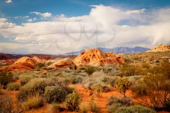 Arid and beautiful landscape at Valley of fire in Nevada states
