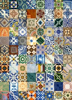 Colorful ceramic tiles pattern from Lisbon, Portugal