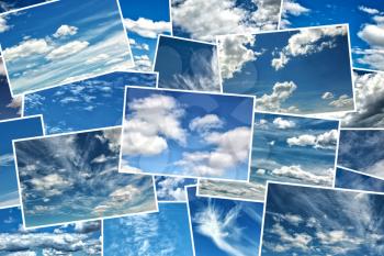 Collage  of beautiful clouds in a blue sky