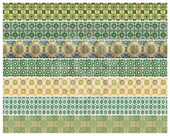 Collection of different green patterns tiles as a background