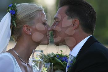 Royalty Free Photo of Newlyweds Kissing