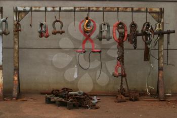 Royalty Free Photo of Industrial Clamps and Hooks