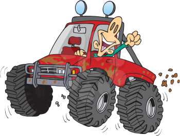 Royalty Free Clipart Image of a Man in a Four-Wheeler