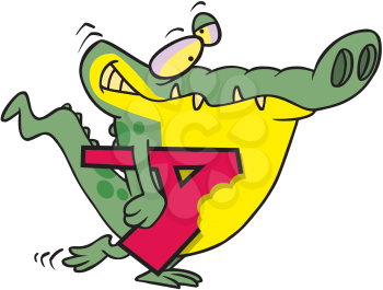 Royalty Free Clipart Image of an Alligator With an A