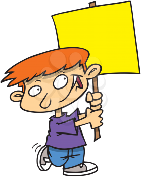 Royalty Free Clipart Image of a Child Holding a Sign