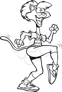 Royalty Free Clipart Image of a Cat Exercising