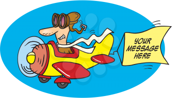 Royalty Free Clipart Image of a Pilot in an Airplane