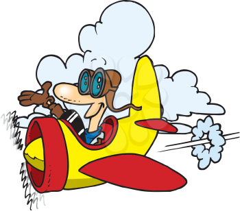 Royalty Free Clipart Image of a Man in an Airplane