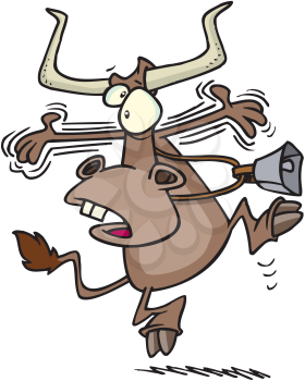 Royalty Free Clipart Image of a Scared Bull