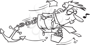 Royalty Free Clipart Image of a Man With an Anchor Whistling