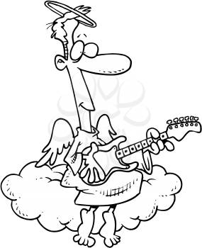 Royalty Free Clipart Image of an Angel Playing Electric Guitar