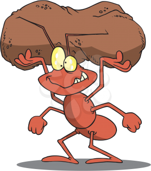 Royalty Free Clipart Image of an Ant With a Rock