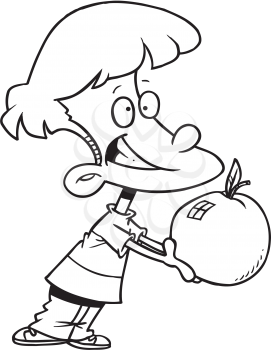 Royalty Free Clipart Image of a Boy With an Apple