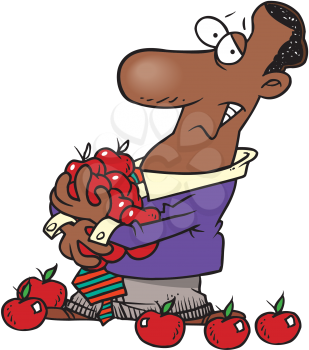 Royalty Free Clipart Image of a Man With Apples