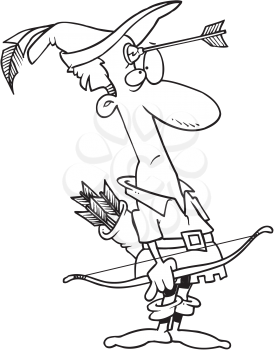 Royalty Free Clipart Image of an Archer With an Arrow on His Head