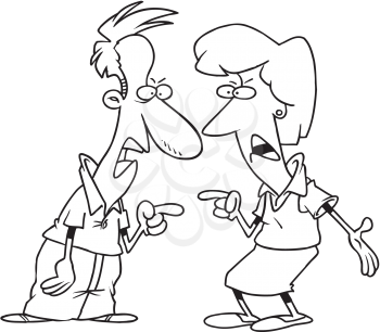 Royalty Free Clipart Image of a Couple Fighting