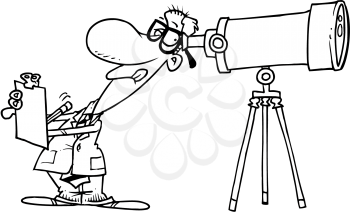 Royalty Free Clipart Image of a Man With a Telescope