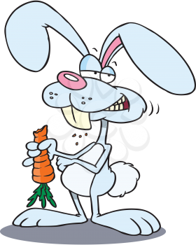 Royalty Free Clipart Image of a Bunny Eating a Carrot