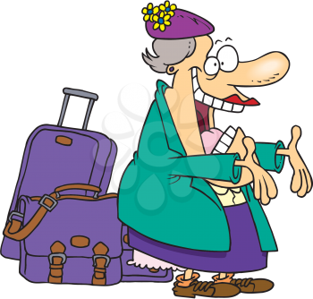 Royalty Free Clipart Image of a Happy Woman With Luggage