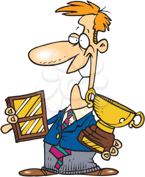 Royalty Free Clipart Image of a Man With Awards