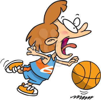 Royalty Free Clipart Image of a Child Playing Basketball