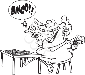 Royalty Free Clipart Image of a Bingo Player