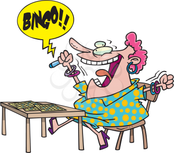 Royalty Free Clipart Image of a Bingo Player
