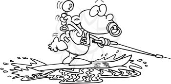 Royalty Free Clipart Image of a Baby Waterskiing