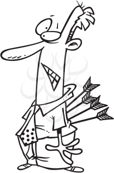 Royalty Free Clipart Image of a Man With Arrows in His Back