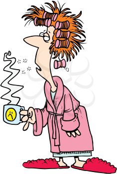 Royalty Free Clipart Image of a Woman Holding a Coffee
