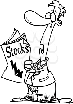 Royalty Free Clipart Image of a Man Reading the Stock Report
