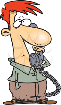 Royalty Free Clipart Image of a Man Talking on the Telephone