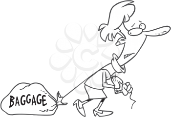 Royalty Free Clipart Image of a Woman Pulling Baggage