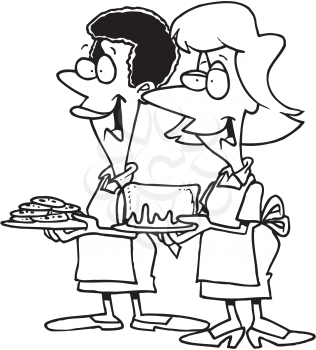 Royalty Free Clipart Image of Women With Baking