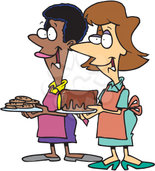 Royalty Free Clipart Image of Women With Baking
