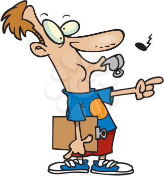 Royalty Free Clipart Image of a Basketball Coach Blowing a Whistle