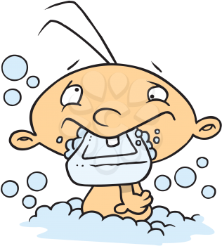 Royalty Free Clipart Image of a Baby Having a Bath