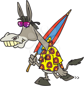 Royalty Free Clipart Image of a Donkey Wearing Beach Attire