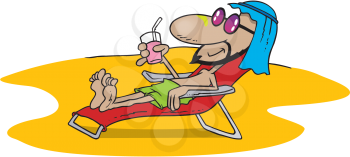 Royalty Free Clipart Image of an Egyptian on the Beach