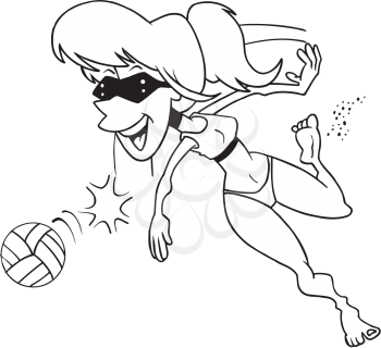 Royalty Free Clipart Image of a Girl Playing Beach Volleyball