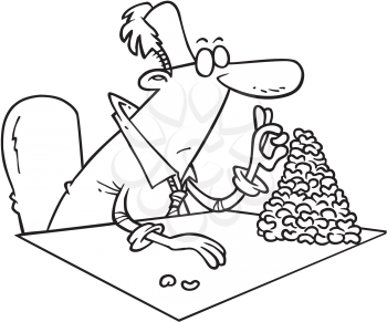 Royalty Free Clipart Image of a Man Counting Beans