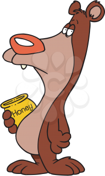 Royalty Free Clipart Image of a Bear With Honey