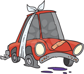 Royalty Free Clipart Image of a Car With Bandages